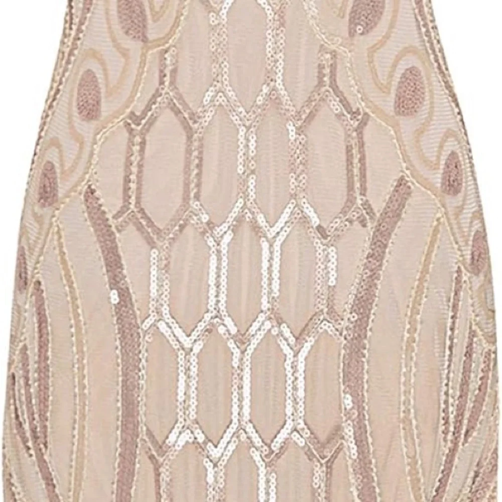 Metme Women's 1920s V Neck Sexy Straps Gatsby Party Dress Vintage Sequin Party - Picture 5 of 10
